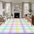 thumbnail image 1 of White Grid 5'x7' Area Rug, Colorful Plaid Modern Geometric Pattern Washable Non-Slip Soft Rugs, Low-Pile Large Carpet for Living Room Bedroom Dining Room, Non-Shedding Accent Rug, 1 of 9