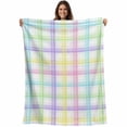 thumbnail image 1 of White Grid Blanket Soft Cozy Warm Throw Blanket for Couch, Plush Fuzzy Flannel Fleece Blankets for Sofa, Colorful Plaid Modern Geometric Pattern Bed Blankets Lightweight Gifts for Women, 40"x50", 1 of 9
