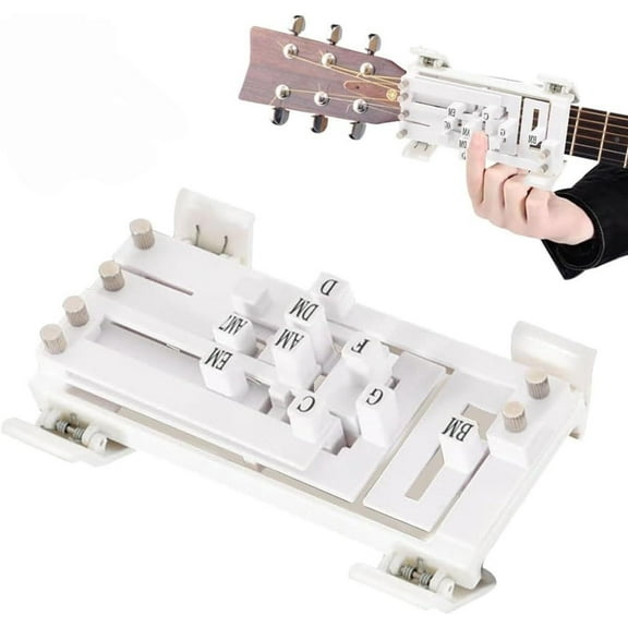 White Guitar Chord Presser Guitar Chord Trainer Guitar Learning Tools Portable Teaching Practice Aid Key Assisted Device Guitar Chords Accessories for Beginners