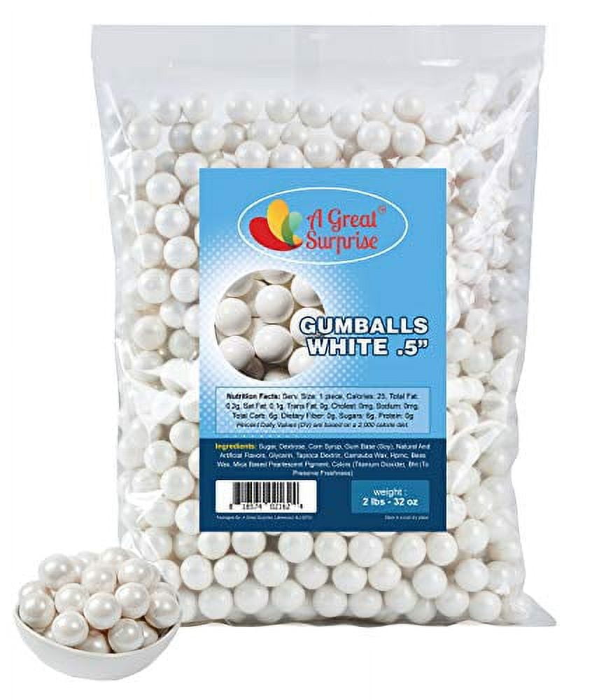 CANDY SHOWCASE PEARL WHITE 1″ GUMBALLS 2LBS – Candy4Less