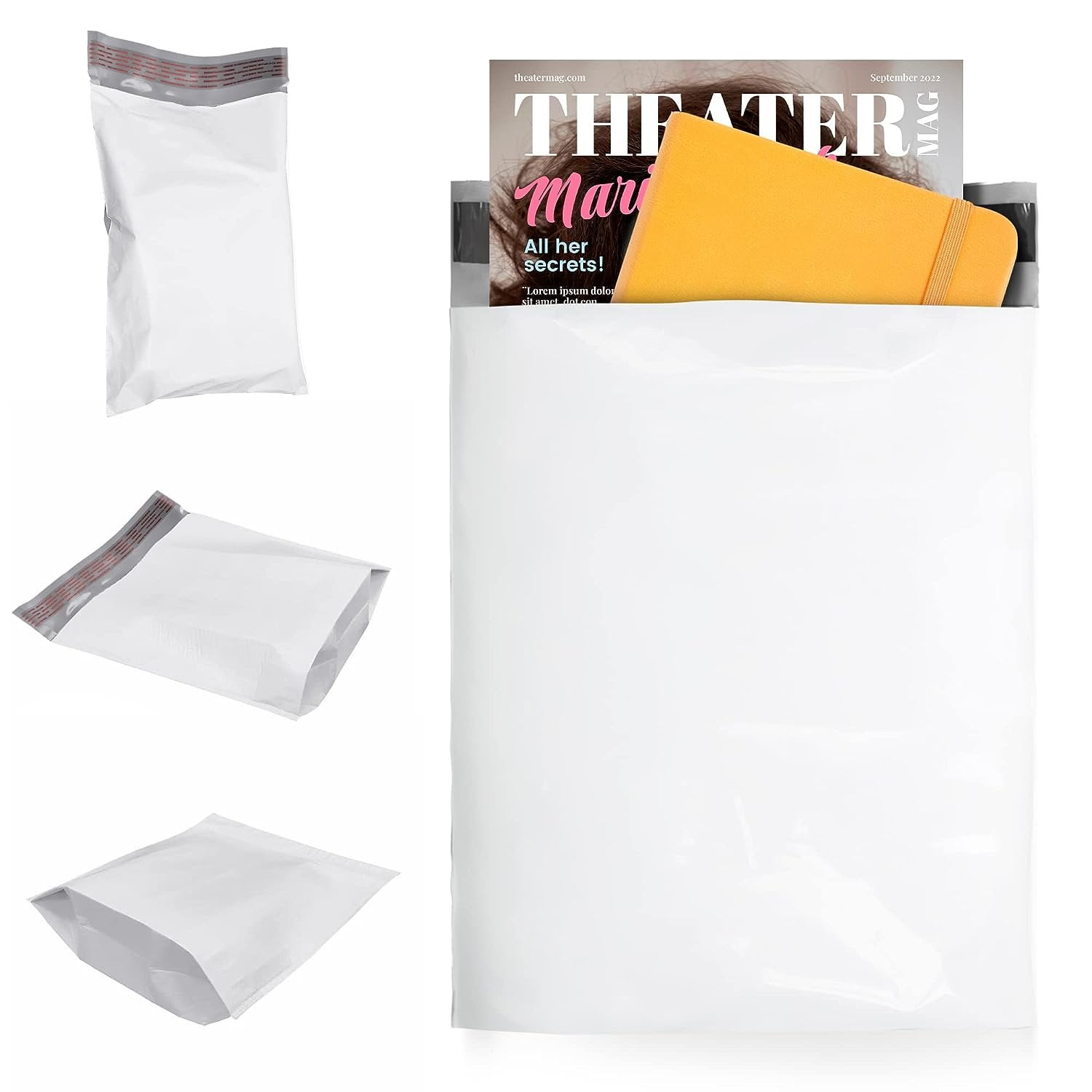 White Gusseted Poly Mailers 10 x 13 x 2 Inches. 100 Pack Poly Shipping Bags for Clothing. 2.4 Mil Thick Mailers Poly Bags for Shipping. Waterproof