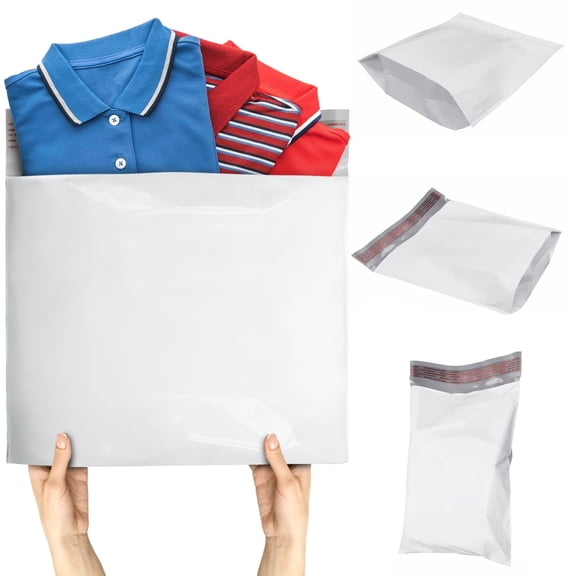 White Gusseted Poly Mailers, Expansion Shipping Bags, 100 Count, 24 x 21 x 6 in