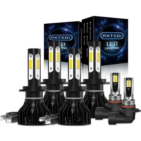 White H7+H7 LED Headlight & 9006 Fog Light Bulbs Kit 6x For Mercedes-Benz SL500 03-06,k9