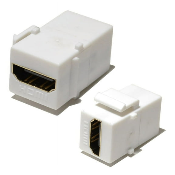 White HDMI Connector Keystone Insert Jack Female to Female Adapter Coupler 2/pk