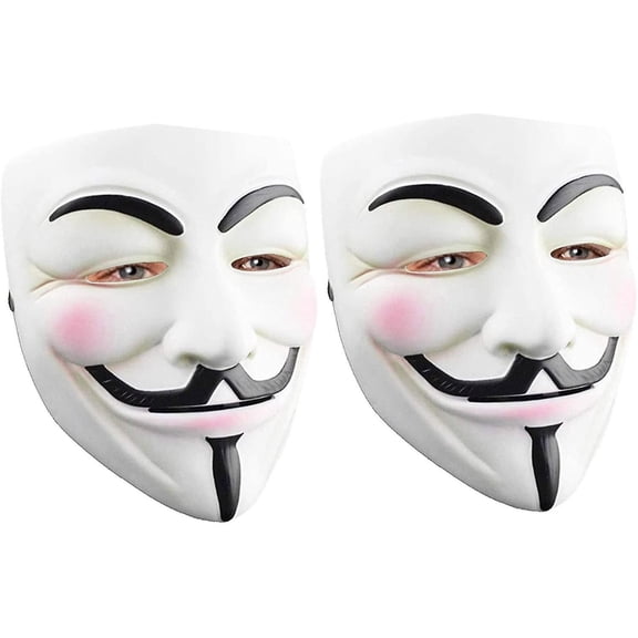 White Hacker Mask - 2 Pcs Cosplay Prop for Festivals Events and Themed Parties