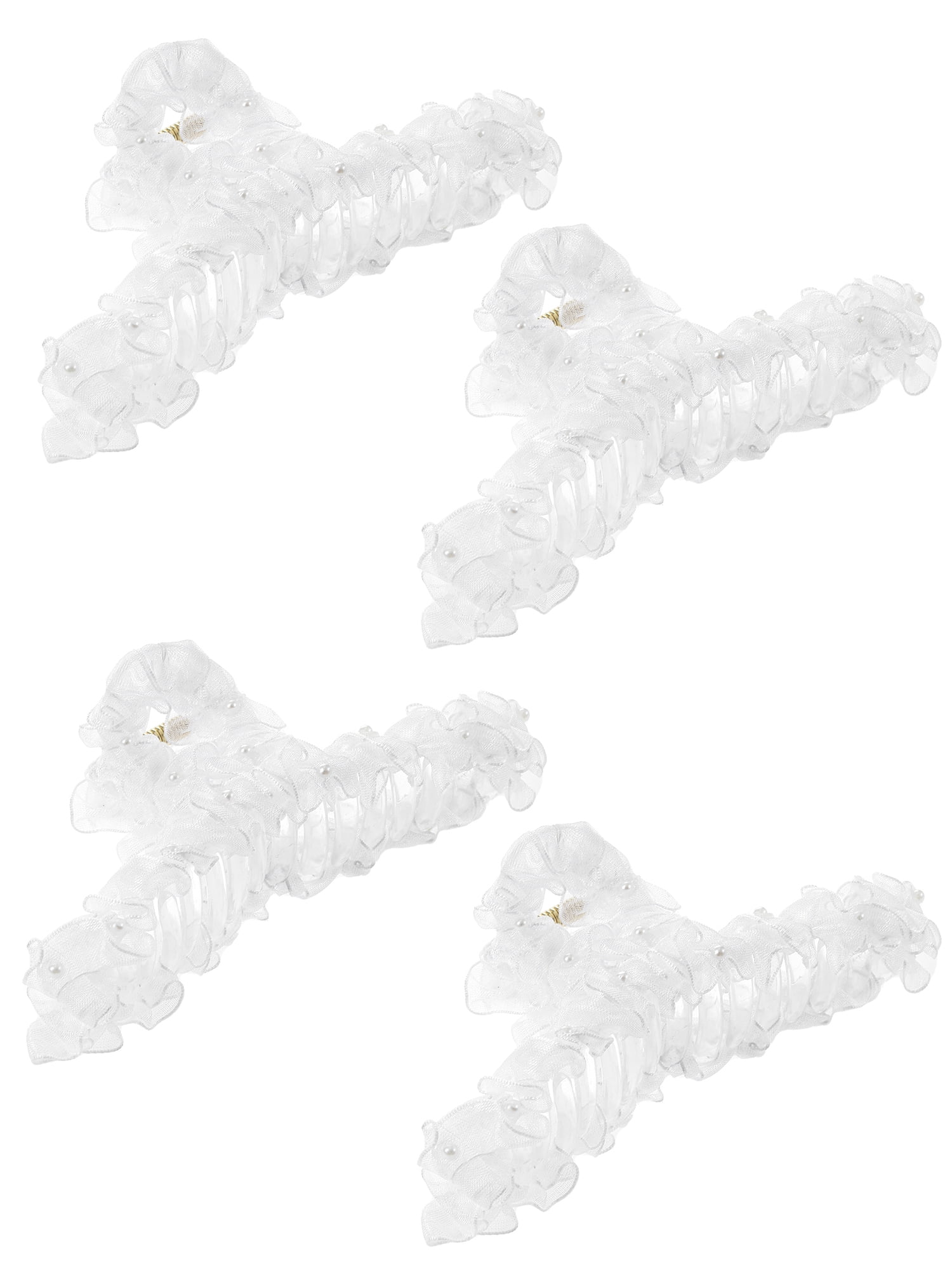 Hair Clips with Small Pearls, White 4 Pieces Pack By Trimmings
