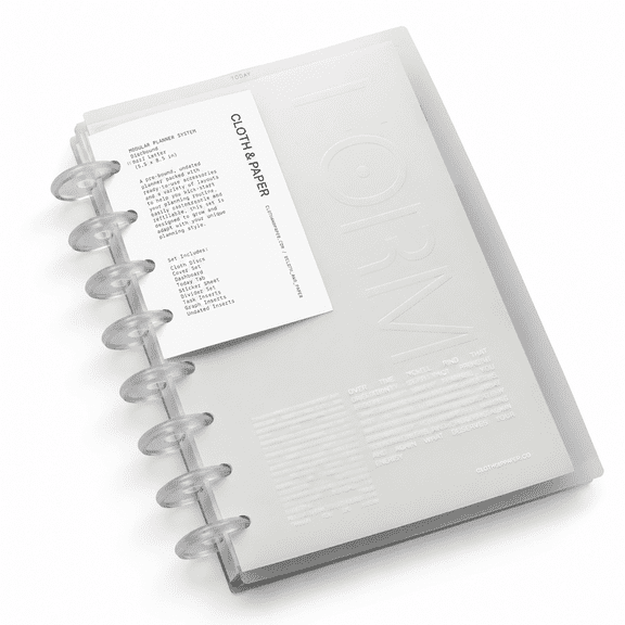White Half Letter Discbound Undated Modular Planning Organizer with Discs Covers Dividers Stickers