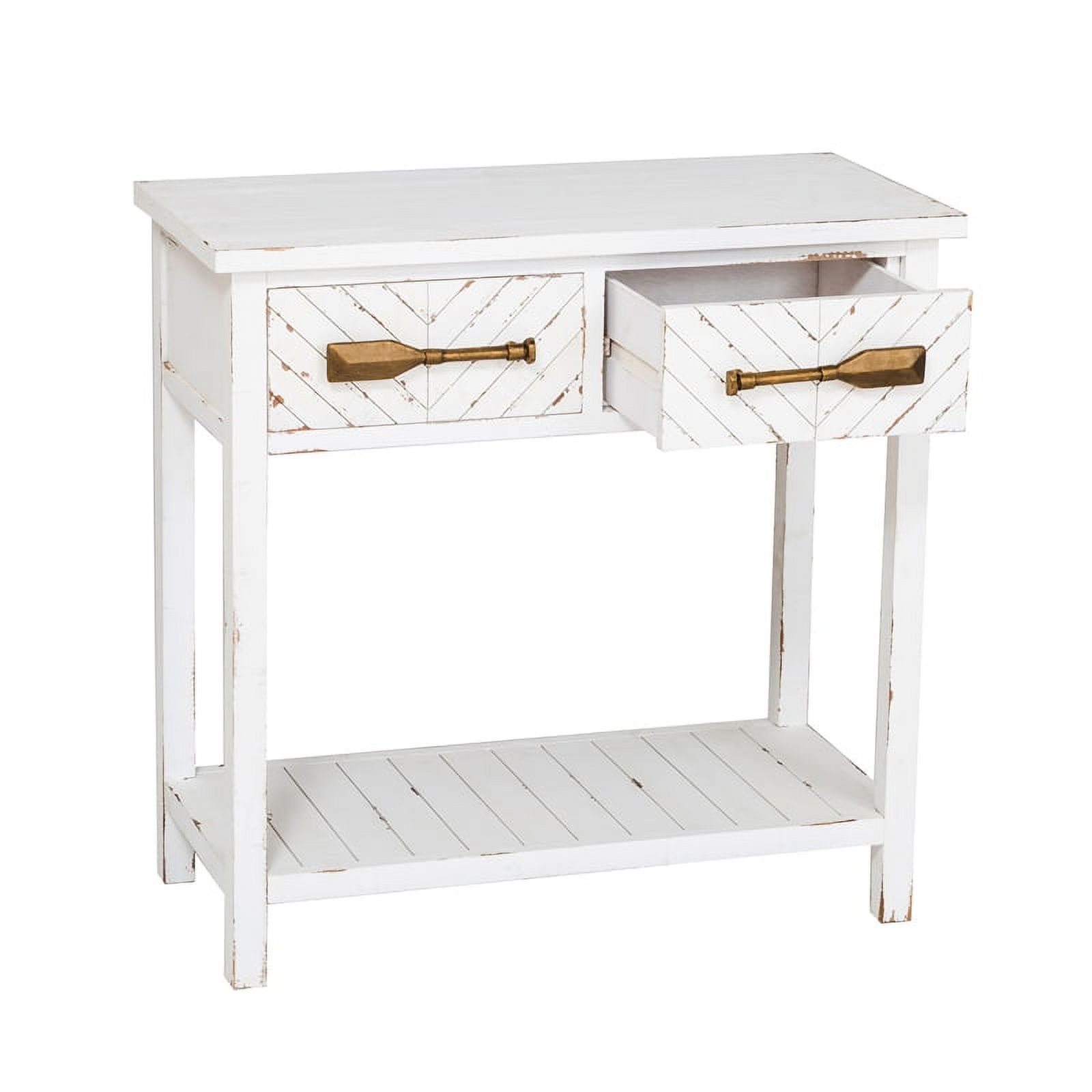 White Hall Table with Boat Oar Drawer Pulls
