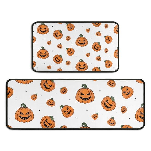 White Halloween Lanterns Kitchen Rugs Sets Of 2,Anti Fatigue Kitchen Mat Rugs Non Slip Washable,Decorative Kitchen Floor Mats for Kitchen,Sink,Laundry,17"X30"+17"X47"