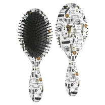 White Halloween Pumpkin Bat Pattern Hair Brush,Girls Detangling Hair Brush,Glide Through Tangles with Ease for Wet & Dry Hair,8.8"X2.8"