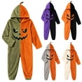 thumbnail image 1 of White Halloween Pumpkin Onesie Costume Adult Matching Oversized Jumpsuit Polyester Funny Pumpkin Hooded Casual Pajama Set, Oversized Onesie Jumpsuit 3XL, 1 of 5