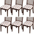 thumbnail image 1 of White Halloween Pumpkins and Bats Seat Covers for Dining Room Chairs Set Of 6,Stretch Printed Washable Chair Seat Cover with Elastic Ties and Button,Removable Waterproof Couch Cushion Covers, 1 of 6