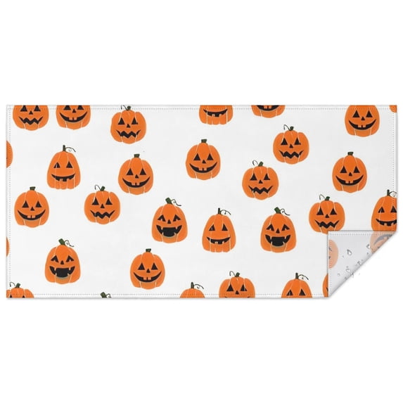 White Halloween Pumpkins Rectangle Tablecloth 60"x120",Waterproof Polyester Rectangle Table Cloth, Wipeable Spillproof Polyester Tablecloth for Dining, Camping, Indoor and Outdoor
