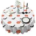 thumbnail image 1 of White Halloween Pumpkins and Bats Round Tablecloth 60"x60",Wrinkle Wipeable Table Cloth for Kitchen Dining Room Picnic Patio Party, 1 of 6