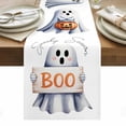 thumbnail image 1 of White Halloween Table Runner - 90 Inch Long, Kitchen Dining Table Runner Dresser Scarves, Ghost Modern Art Cute Farmhouse Decor for Coffee Tables Wedding Party Banquet, 1 of 8