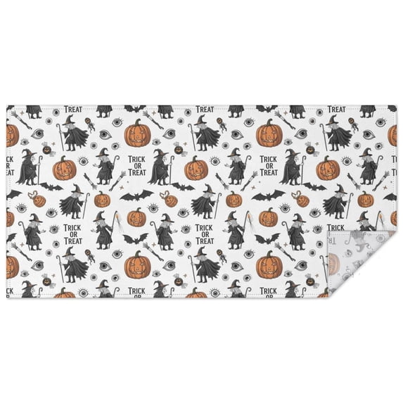 White Halloween Witch Pumpkin Pattern Rectangle Tablecloth 60"x120",Waterproof Polyester Rectangle Table Cloth, Wipeable Spillproof Polyester Tablecloth for Dining, Camping, Indoor and Outdoor