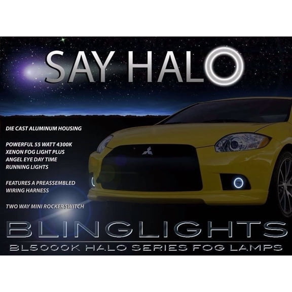 White Halo Foglamps Angel Eye Fog Lights Kit For 2009 - 2012 Mitsubishi Eclipse