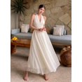 thumbnail image 1 of White Halter Neck Backless Maxi Dress With Ruched Bodice Elegant Sundress For Wedding Vacation Cocktail, 1 of 8