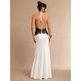 thumbnail image 1 of White Halter Neck Lace-Trimmed Backless Maxi Dress For Evening, Parties, And Summer Events, 1 of 7