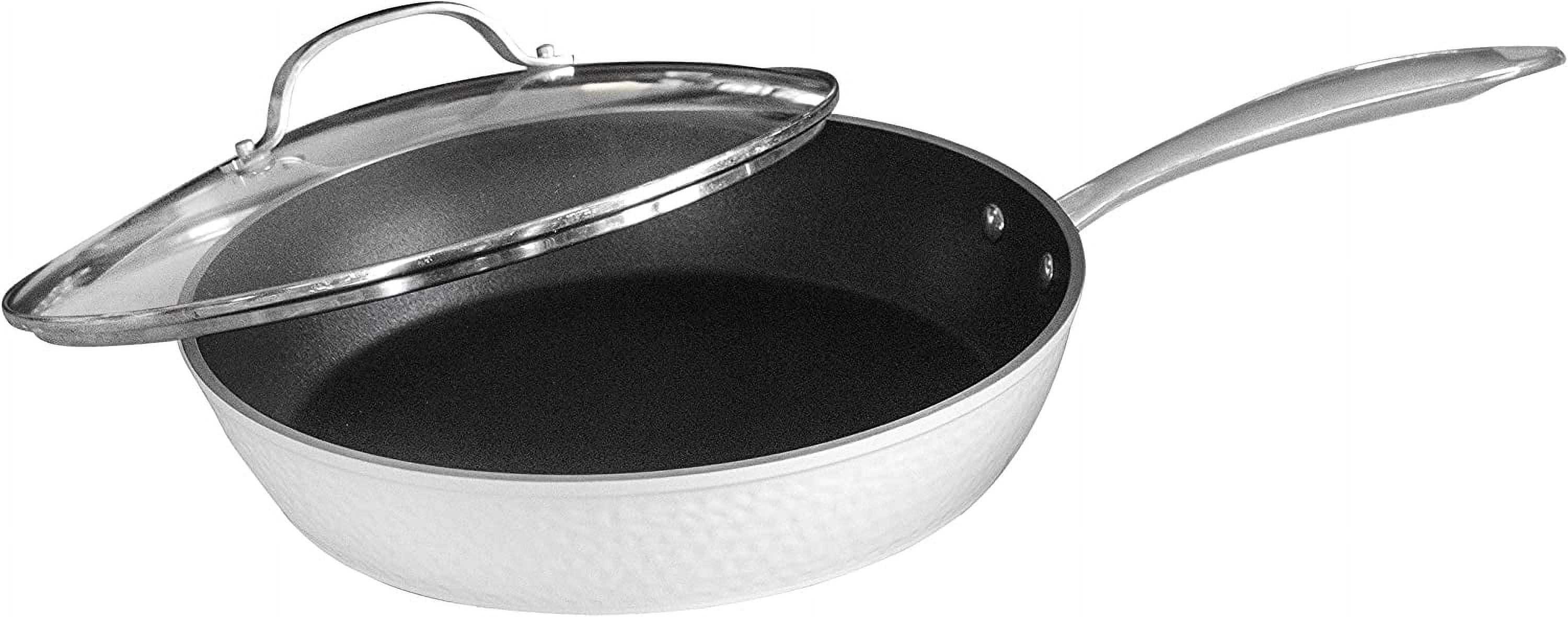 White Hammered Collection NonToxic, NonStick Ceramic 10 Inch Pan