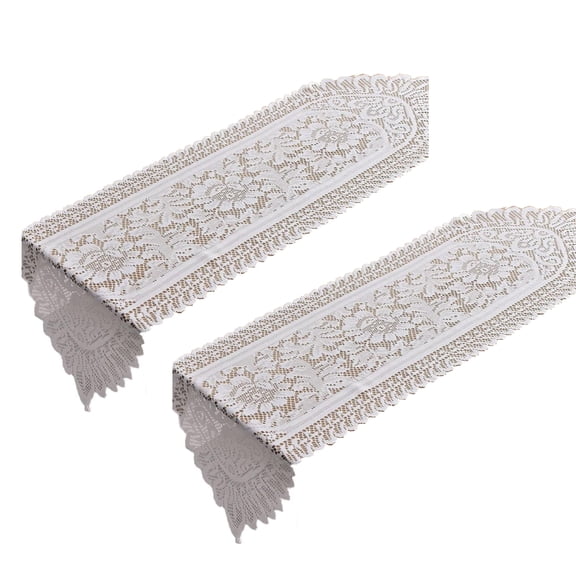 White Hand Crocheted Lace Table Doilies, 2Pack Cotton Table Runners for Sophisticated Dining Decoration
