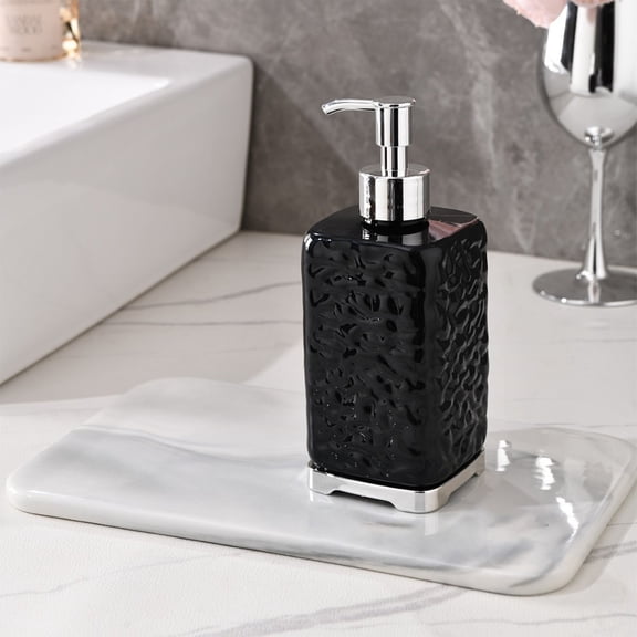 White Hand Soap Dispenser Pump Bottle - 450ml Refillable Liquid Soap Dispenser for Bathroom & Kitchen | Leak-Proof Matte Finish with Precision Pump
