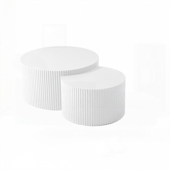 White Handcrafted MDF Nesting Table Set of 2 for Home/Office Use