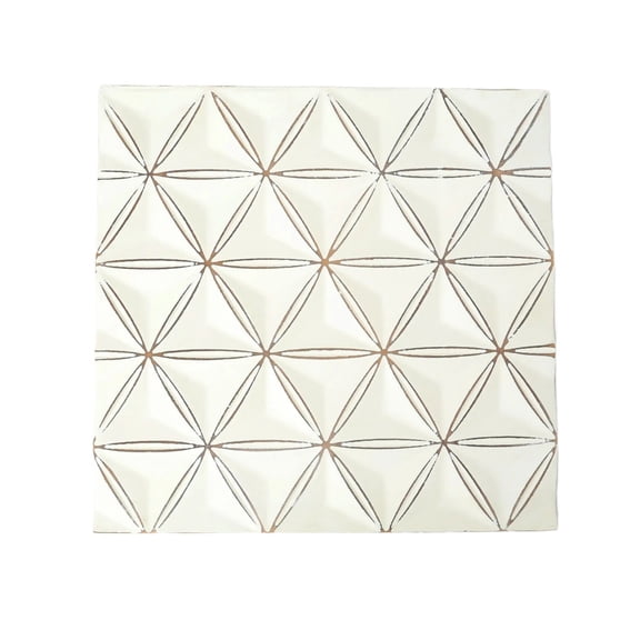 White Handcrafted MDF Wood Wall Decor, 16x16 Inch Square Geometric Panel Art