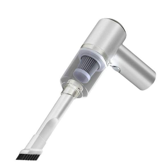 White Handheld Car Vacuum Cleaner Wireless Portable Wet And Dry Use With Accessories 7.28X6.1X2.5 Inches Plastic And Alloy