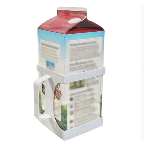 White Handle Beverage Carton Holder Home Desktop Drink Organizer Portable Boxed Beverage Storage Rack For Kitchen Office