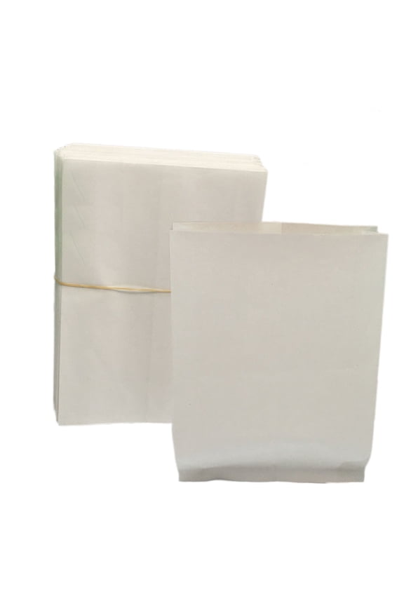 White Handled Paper Bags Water Proof for Food Packing Grease Resistant Wax Popcorn 100 Pcs/set