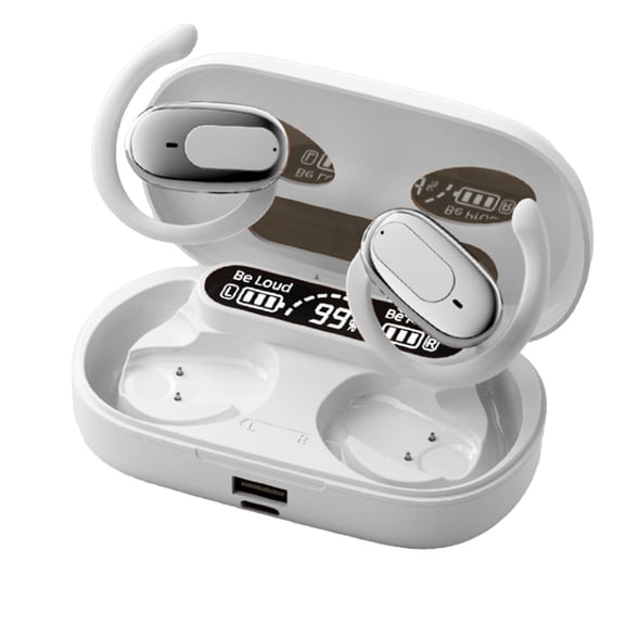 White Hanging Ear Open Ear Bluetooth Headphones True Wireless Large Battery Life Low Latency Audio Type-C Fast Charging Multi-Device Support Comfortable Secure Fit For Exercise And Multime