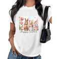 thumbnail image 1 of White Happy Easter Bunny Chick Tulip Egg Print Tshirt Graphic Tees Spring Holiday Family Matching Easter Party Shirts Cute Animal Design S to 5XL Tops, 1 of 5