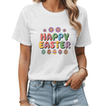thumbnail image 1 of White Happy Easter Colorful Egg Print T-Shirt Graphic Tees Shirts Easter Holiday Casual S-5XL Tops, 1 of 5