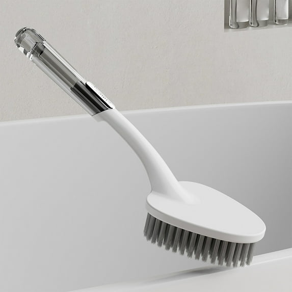 White Hard Bristle Crevice Cleaning Brush for Kitchen & Bathroom - Stiff Bristles for Grime, Grout, Tiles, Sinks - Ergonomic Handle, 11.41x4.13x2.16in, 150g (Pack of 1)