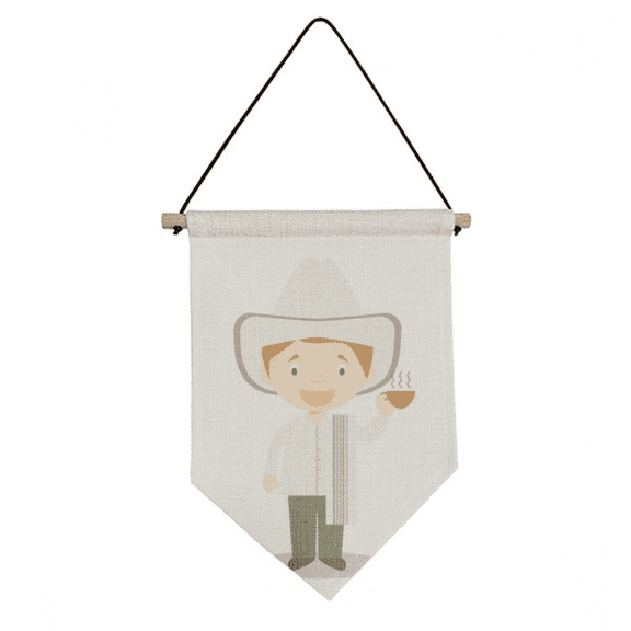 White Hat Colombia Cartoon Canvas Flag Hanging Wall Art Decor Banner