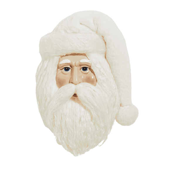 White Hat Santa Face Wall Art Christmas Hanging 13"