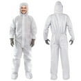 thumbnail image 1 of White Disposable Coveralls with Hood & Boots, Small. Pack of 25 Microporous Lab Coveralls for Men & Women. 60 GSM Painters Suit Disposable with Elastic Wrist, Lower Back, Zipper, 1 of 9