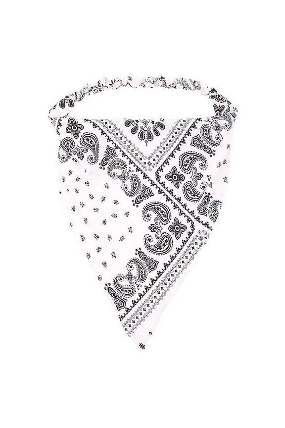 White Headband for Women Elastic Hair Kerchief Vintage Triangle Boho Head Scarf Bohemian Head Wrap