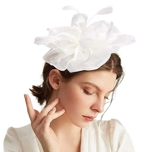 White Headband for Women Fascinators Hat for Women Tea Party Headband Wedding Cocktail Hair Clip