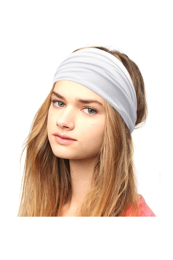 White Headband for Women Solid Color Headband Elastic Head Wrap Headband Bandana