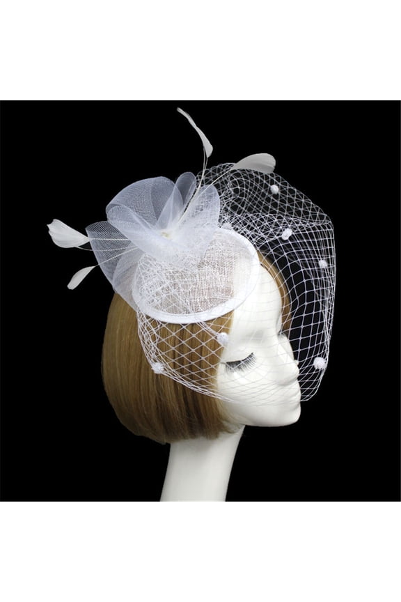 White Headband for Women's Fascinators Hat Fashion Feathe Hat Cocktail Party Hat Hair Clip Headband