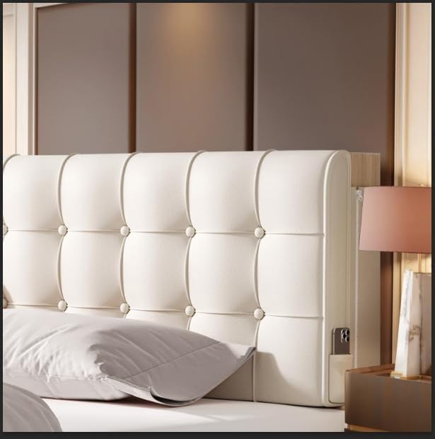 White Headboard Twin XL Upholstered Wedge Pillow Headboard Adjustable Washable with Side Pocket for College Dorm Bed Twin XL Bed