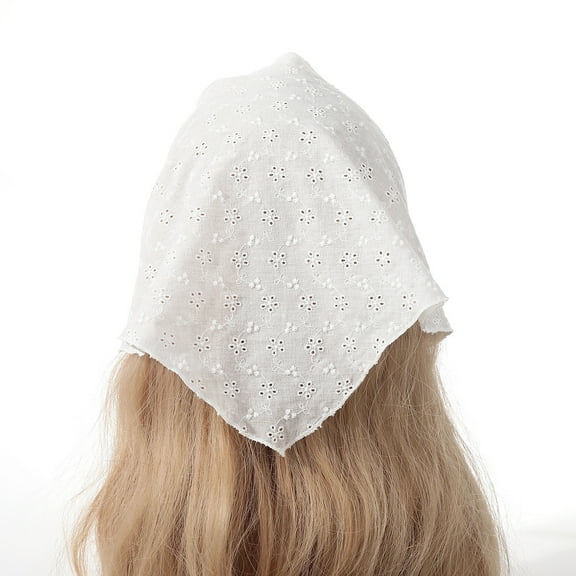 White Headscarf for Women's Hair, Bandana Headband Scarf for Women Hair Accessories(White 90% Cotton + 10% Polyester)