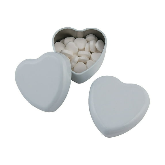White Heart Shaped Mint Tins (24Pc) - Edibles - 24 Pieces