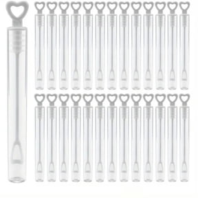 White Heart Tube Bubble Bottle-- 100 Pieces DIY Plastic Bubble Wands Empty Bubble Bottles