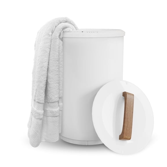 White Heated Towel Warmer Bucket, Large Capacity, Auto Shut Off