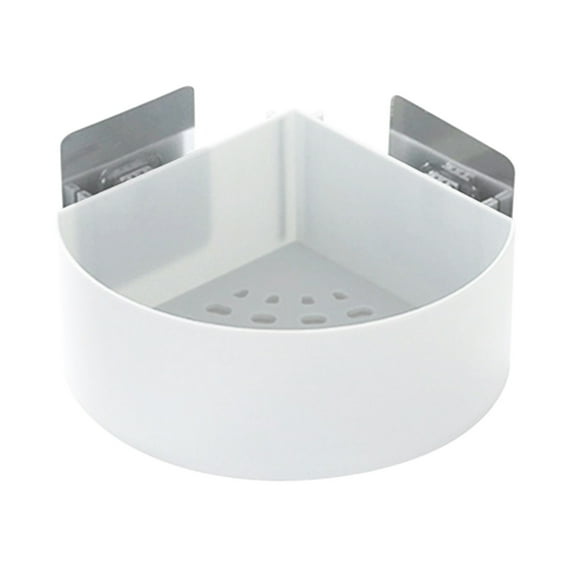 White Heavy-Duty Corner Shower Shelf With Rustproof Design Plastic Bathroom Storage Solution For Shampoo Razors Bath Accessories #26n66