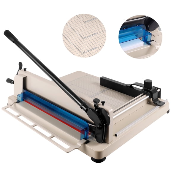 White Heavy Duty Paper Cutter 17in, Guillotine A3 Paper Trimmer, 400 Sheets Loading Capacity Paper Cutter, Adjustable Position Stop Solid Frame for Cutting Office Documents