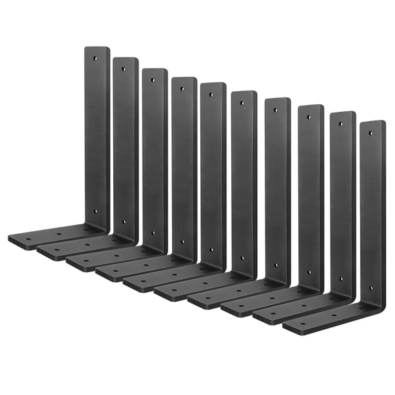 White Heavy Duty Shelf Brackets 8 Inch (8 Pack), Rustic L Floating Shelf Brackets, Wall Shelf Bracket for DIY Decorative with Mounting Hardware.